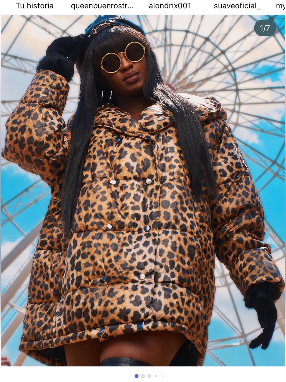 Zara Leopard Print Oversized Puffer Jacket - Brown & Black - Picture 5 of 8